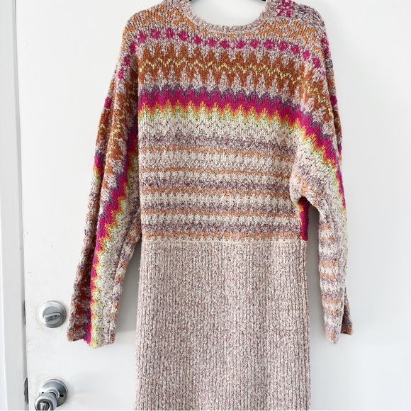 NWT Free People Forever Fair Isle Sweater Dress in Strawberry Combo - Picture 8 of 13